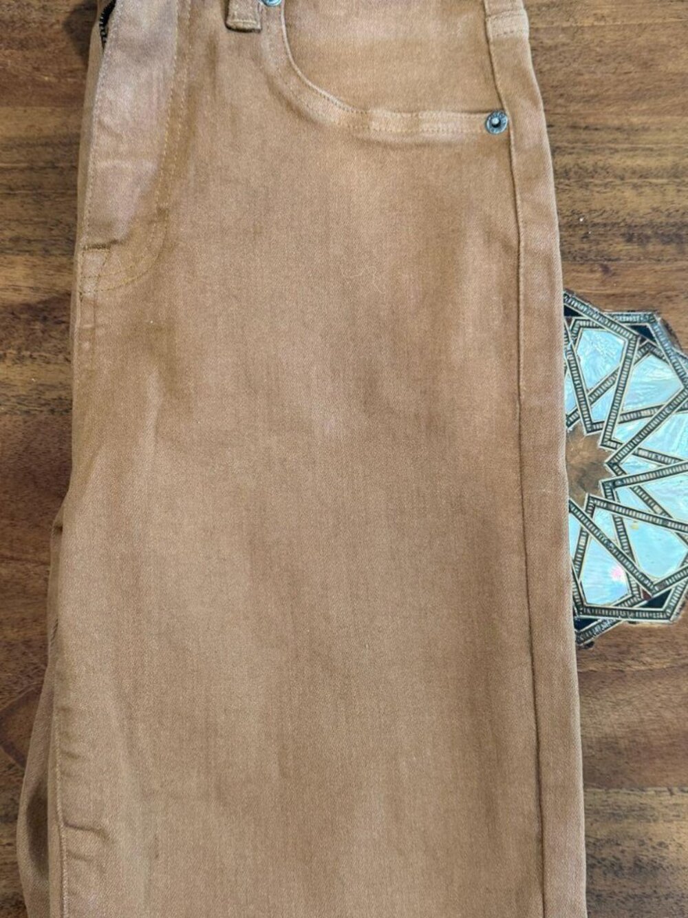 Pistola Brown Mid-Waisted Flared Cropped Jeans